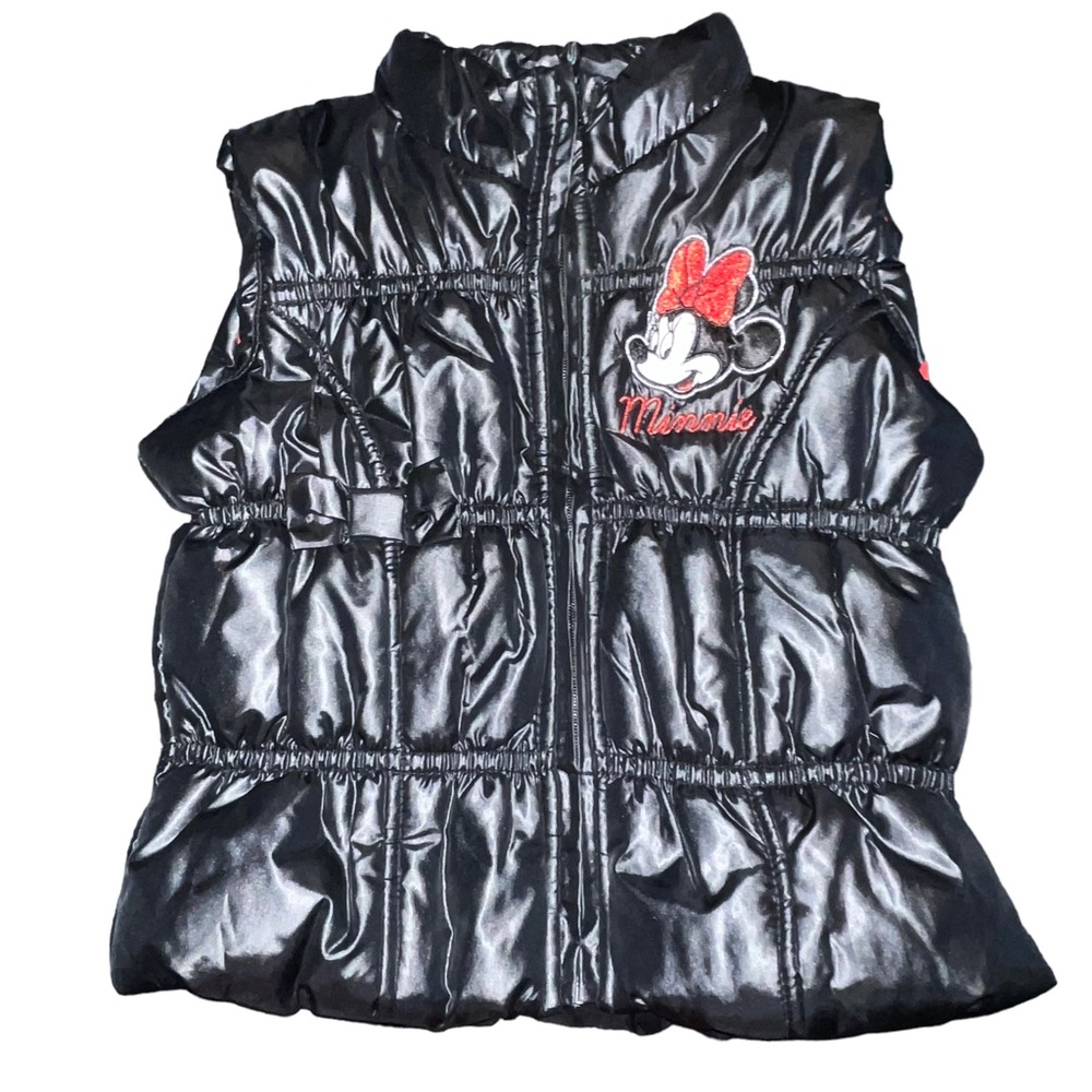 Disney Baby Infant Girls Puffer Vest Black Res Embroidered Minnie Mouse Logo